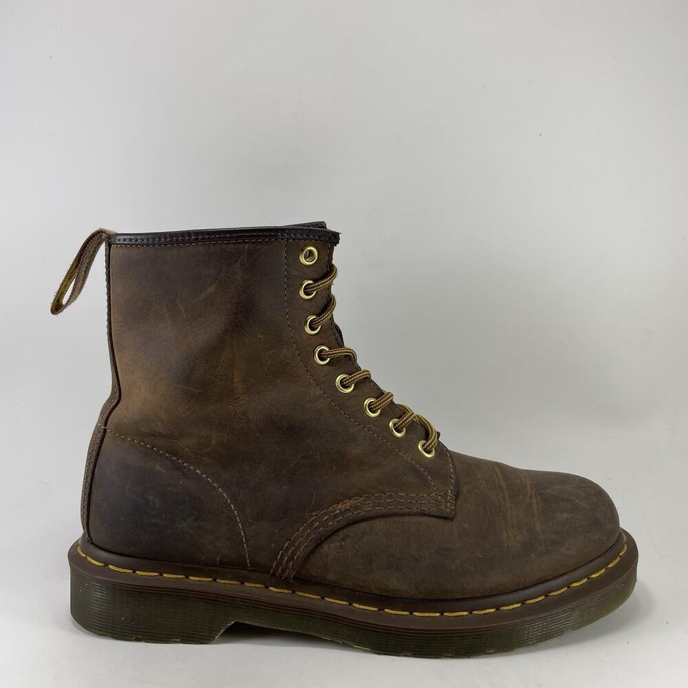 Dr. Martens 1460 Mens Size 8 Crazy Horse Brown Leather Lace Up Combat Boots